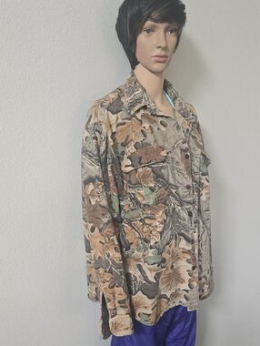 Walls Heavy- Duty, Leaf Camo Button-Up Shirt, Jacket in Earth Tones
